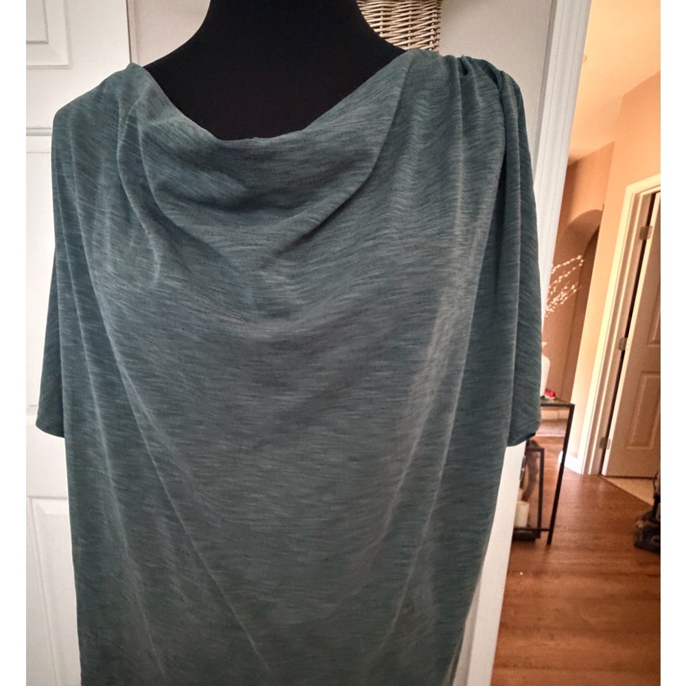 Green Envelope Draped Cowl Neck Top